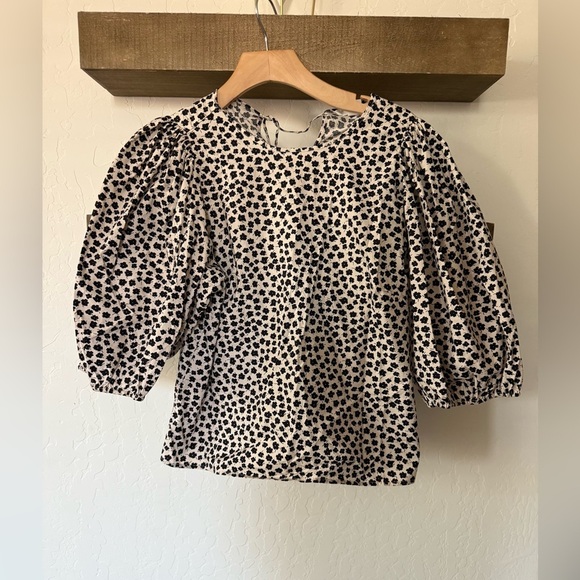 H&M|Cream & black ditsy floral puff sleeve blouse in boho cottagecore style•••6 - Picture 6 of 11